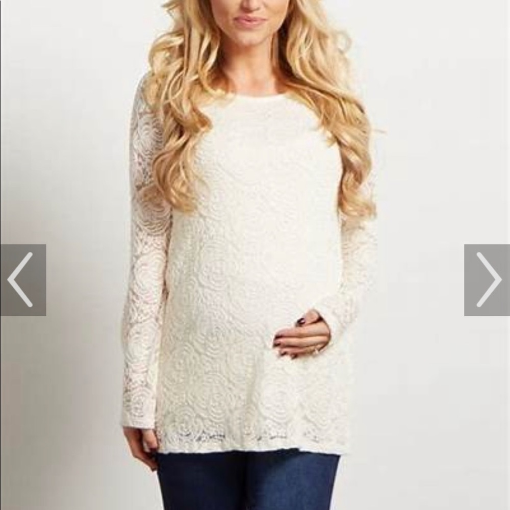 PinkBlush ivory floral lace top